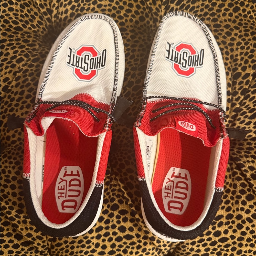 Hey Dude Ohio State Red and Black Shoes